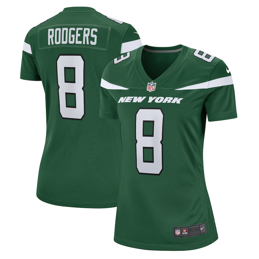 Women's - New York Jets Nike Home Team Colour Gotham Green - Aaron Rodgers Jersey Women's - New York Jets Nike Home Team Colour Gotham Green - Aaron Rodgers Jersey