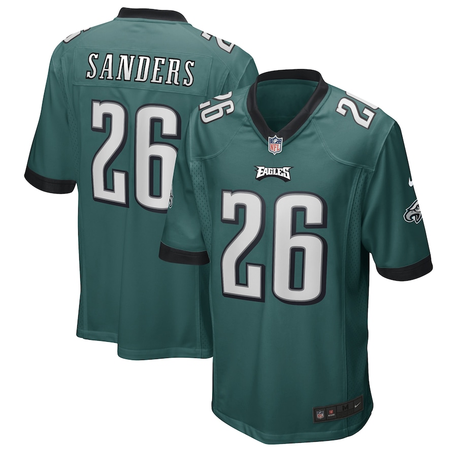 Men's - Philadelphia Eagles Nike Home Game Midnight Green - Miles Sanders Jersey