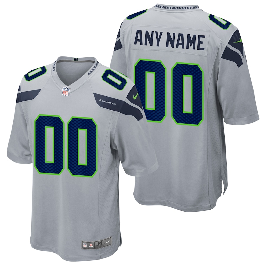 Men's - Seattle Seahawks Nike Game Alternate Wolf Grey - Custom Jersey Men's - Seattle Seahawks Nike Game Alternate Wolf Grey - Custom Jersey