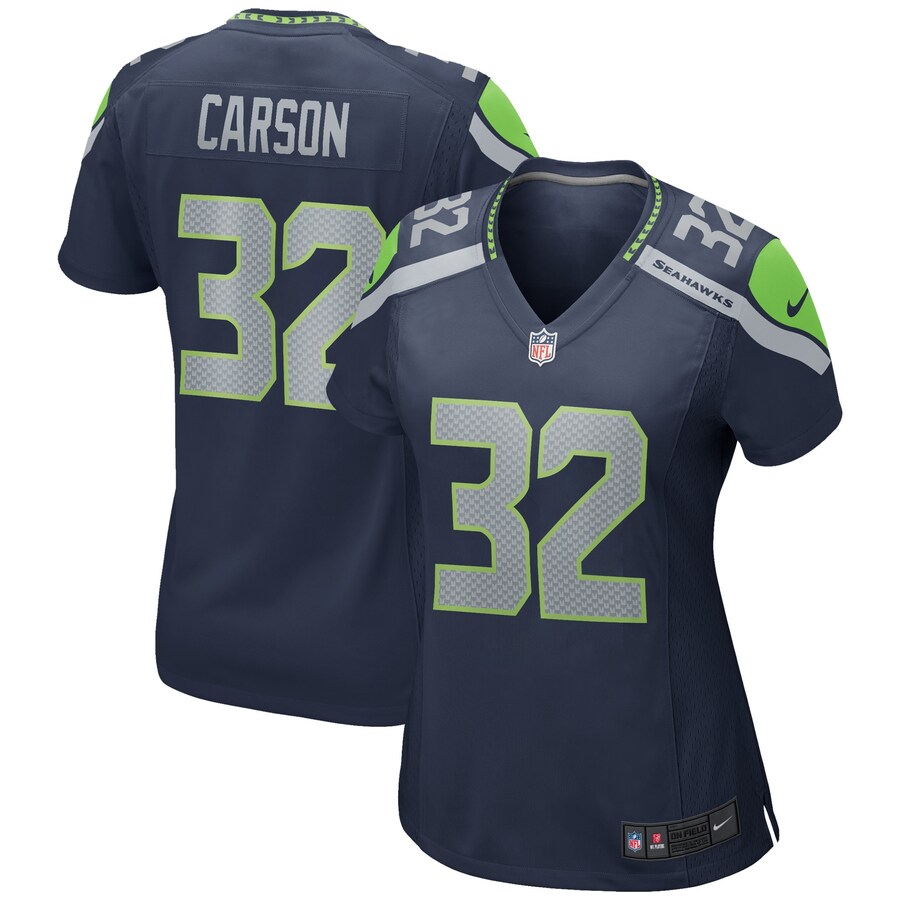 Women's - Seattle Seahawks Nike Home Game College Navy - Chris Carson Jersey
