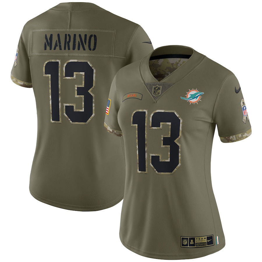 Women's - Nike Dan Marino Olive Miami Dolphins 2022 Salute To Service Retired Player Limited Jersey Women's - Nike Dan Marino Olive Miami Dolphins 2022 Salute To Service Retired Player Limited Jersey