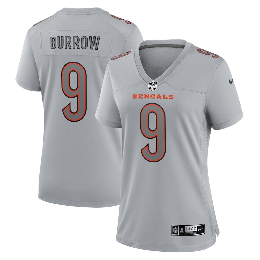 Women's - Nike Joe Burrow Gray Cincinnati Bengals Atmosphere Fashion Game Jersey Women's - Nike Joe Burrow Gray Cincinnati Bengals Atmosphere Fashion Game Jersey