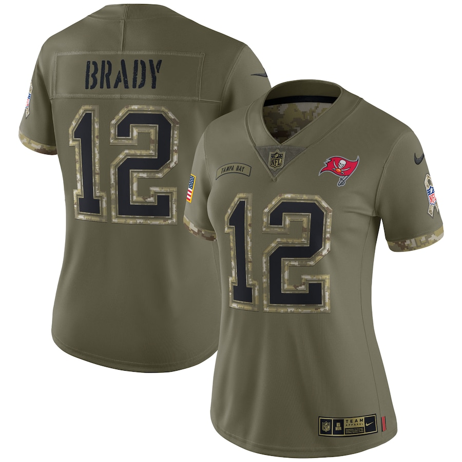 Women's - Nike Tom Brady Olive Tom Brady 2022 Salute To Service Limited Jersey