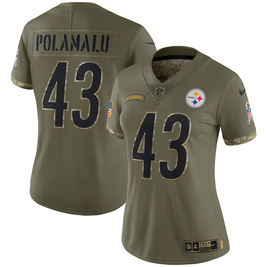 Women's - Nike Troy Polamalu Olive Pittsburgh Steelers 2022 Salute To Service Retired Player Limited Jersey Women's - Nike Troy Polamalu Olive Pittsburgh Steelers 2022 Salute To Service Retired Player Limited Jersey