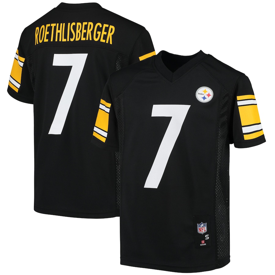 Youth - Ben Roethlisberger Black Pittsburgh Steelers Replica Player Jersey Youth - Ben Roethlisberger Black Pittsburgh Steelers Replica Player Jersey