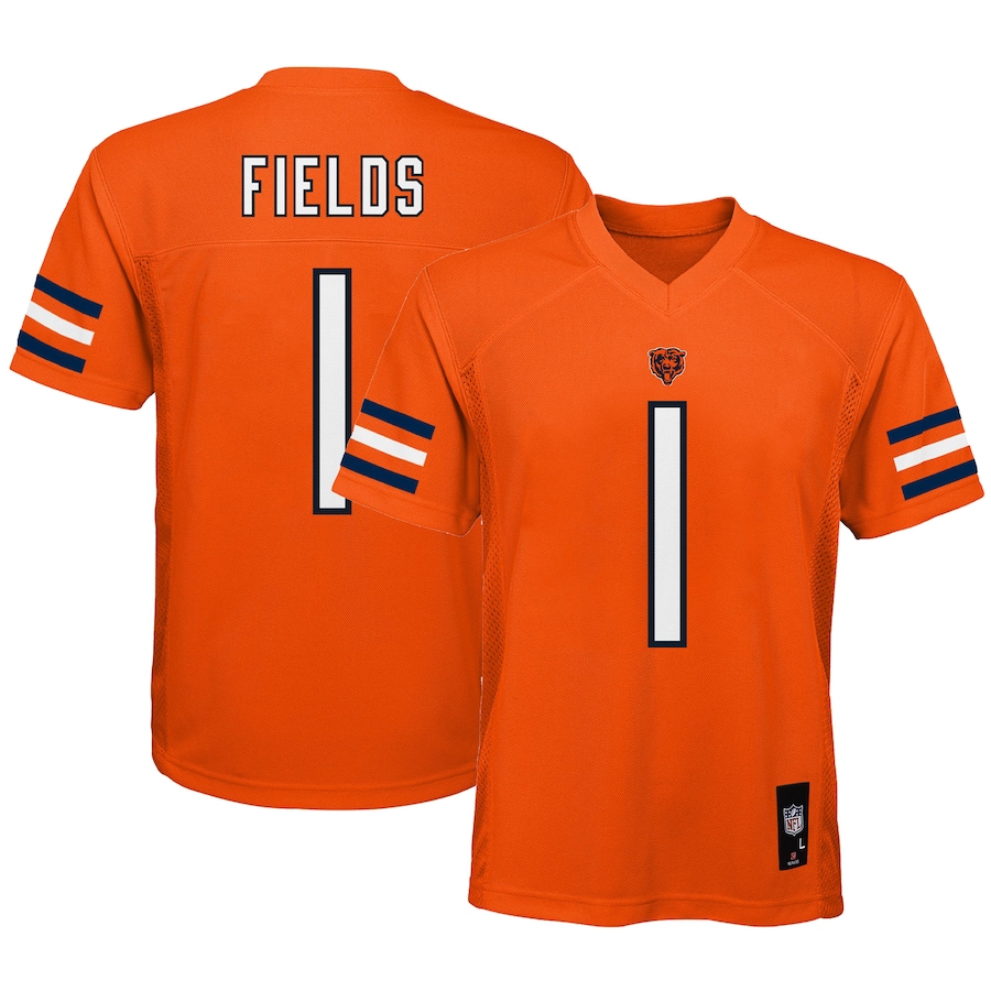 Youth - Justin Fields Orange Chicago Bears Replica Player Jersey
