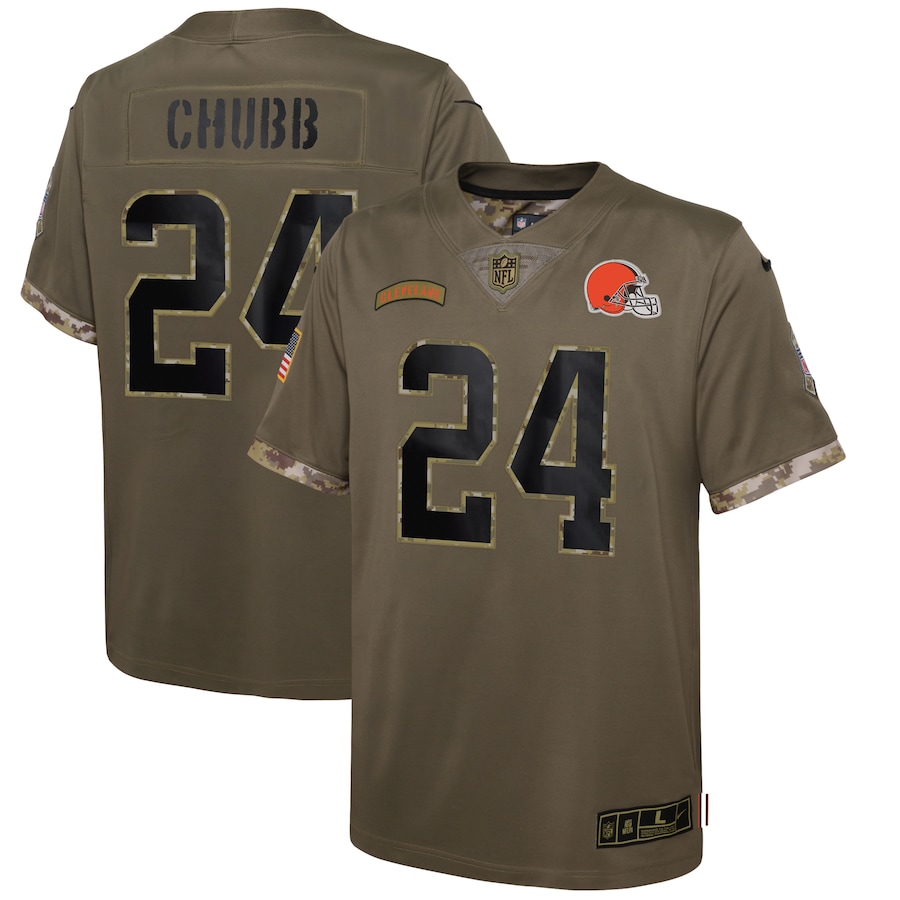 Youth - Nike Nick Chubb Olive Cleveland Browns 2022 Salute To Service Player Limited Jersey Youth - Nike Nick Chubb Olive Cleveland Browns 2022 Salute To Service Player Limited Jersey