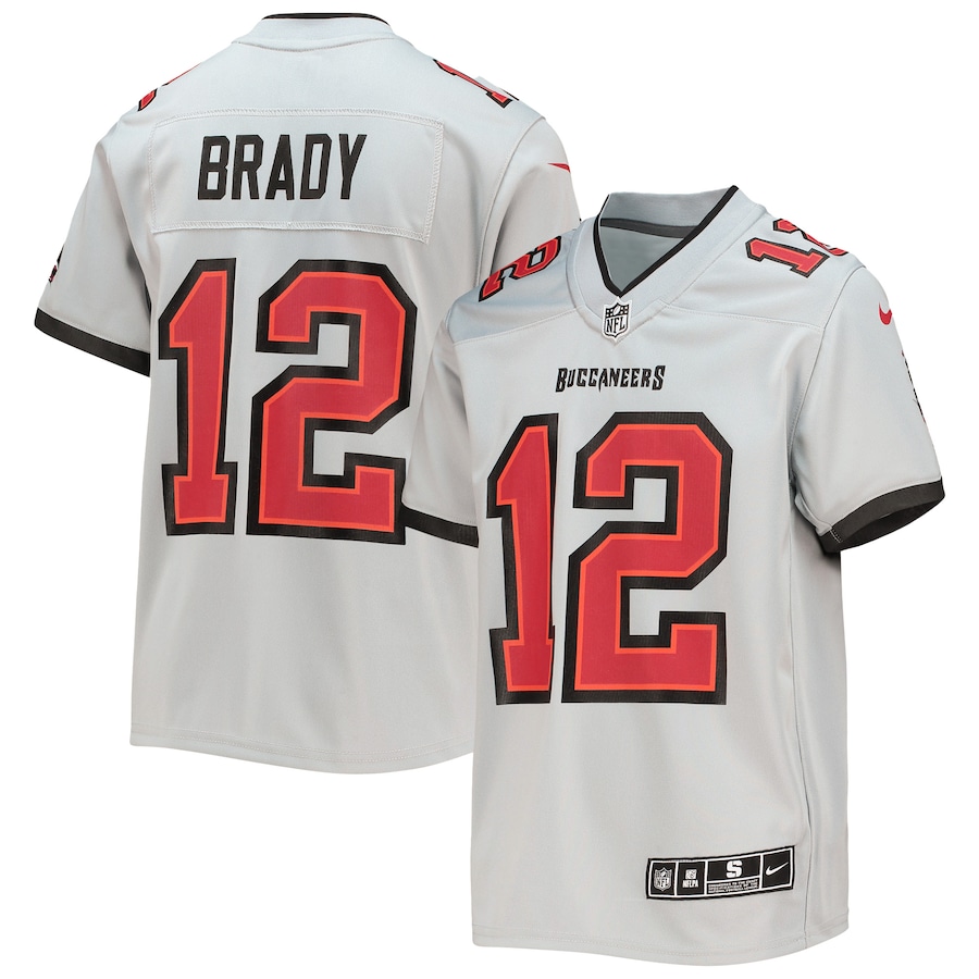 Youth - Nike Tom Brady Gray Tampa Bay Buccaneers Inverted Team Game Jersey