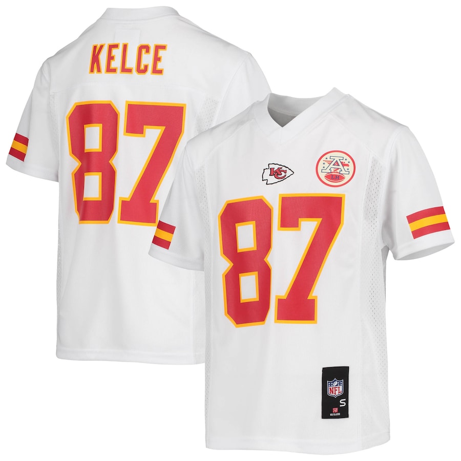 Youth - Travis Kelce White Kansas City Chiefs Replica Player Jersey