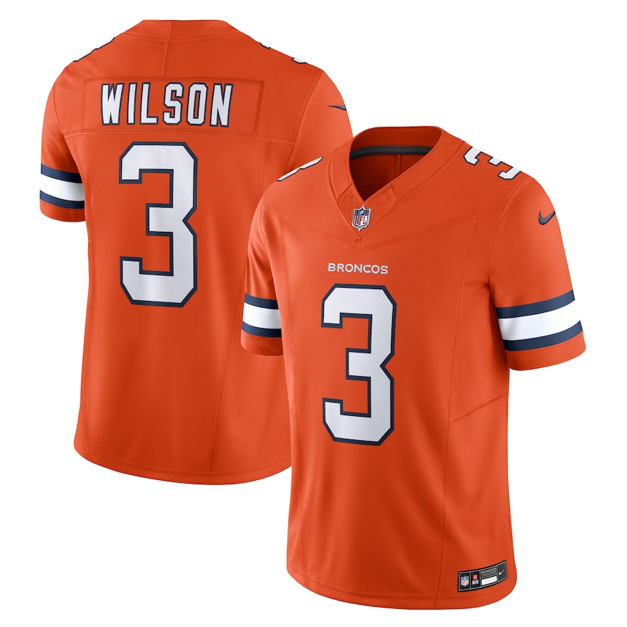 Men's - Denver Broncos Russell Wilson Orange 2023 Vapor F.U.S.E. Limited Jersey