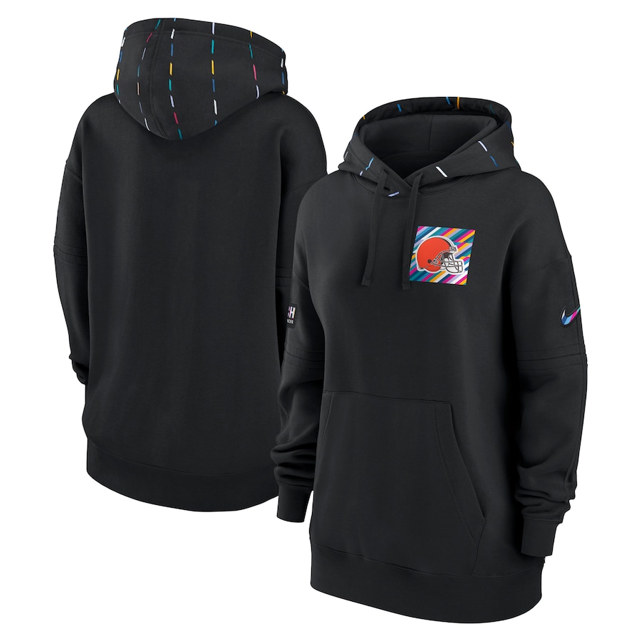 Women's - Cleveland Browns Black 2023 Club Crucial Catch Pullover Hoodie