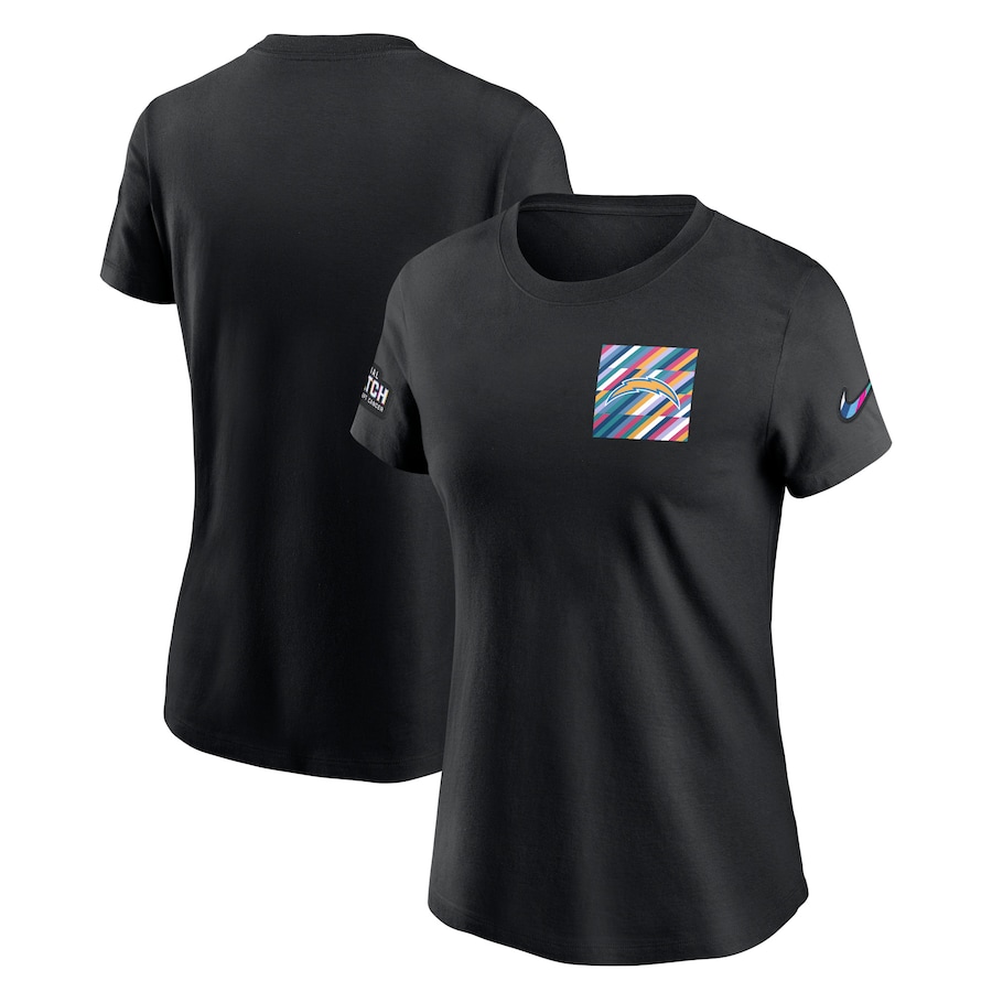 Women's - Los Angeles Chargers Black 2023 Sideline Crucial Catch Short Sleeve Tee
