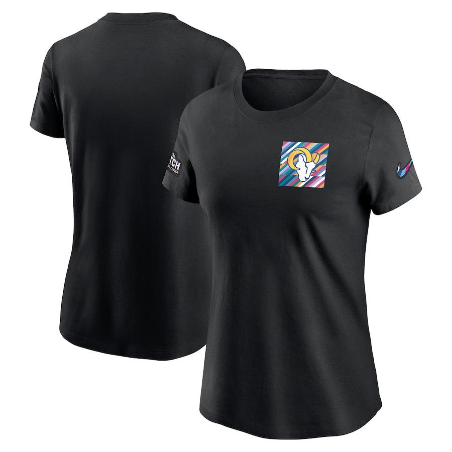 Women's - Los Angeles Rams Black 2023 Sideline Crucial Catch Short Sleeve Tee