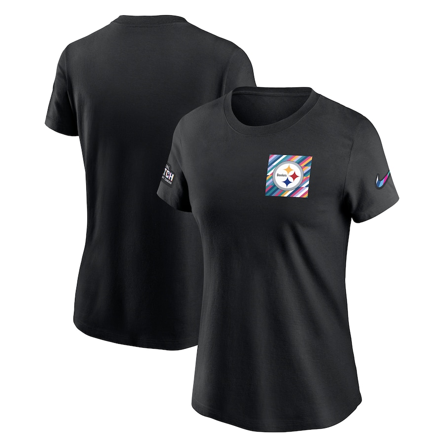 Women's - Pittsburgh Steelers Black 2023 Sideline Crucial Catch Short Sleeve Tee