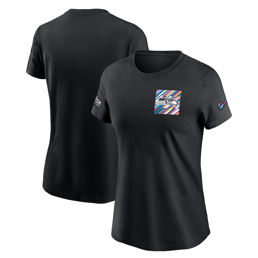 Women's - Seattle Seahawks Black 2023 Sideline Crucial Catch Short Sleeve Tee