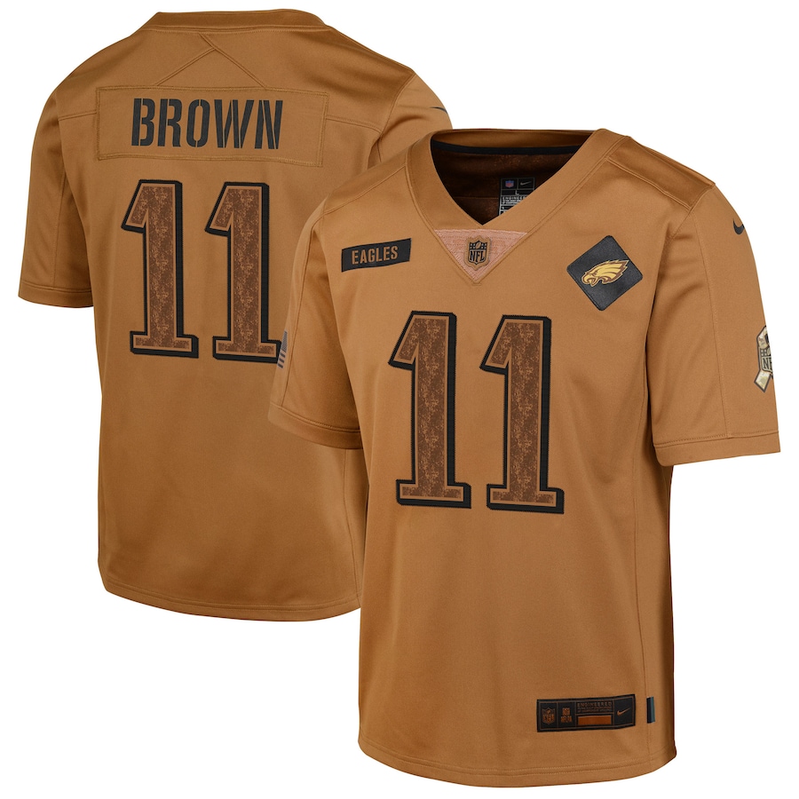 Youth - 2023 Salute To Service A.J. Brown Philadelphia Eagles Brown Limited Jersey Youth - 2023 Salute To Service A.J. Brown Philadelphia Eagles Brown Limited Jersey