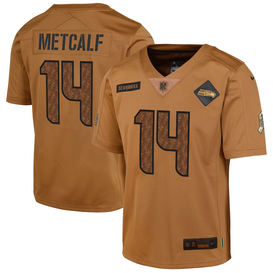 Youth - 2023 Salute To Service DK Metcalf Seattle Seahawks Brown Limited Jersey Youth - 2023 Salute To Service DK Metcalf Seattle Seahawks Brown Limited Jersey
