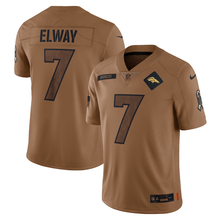 Men's - 2023 Salute To Service John Elway Denver Broncos Brown Retired Player Limited Jersey
