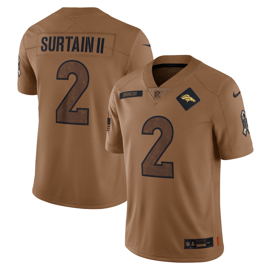 Men's - 2023 Salute To Service Patrick Surtain II Denver Broncos Brown Limited Jersey