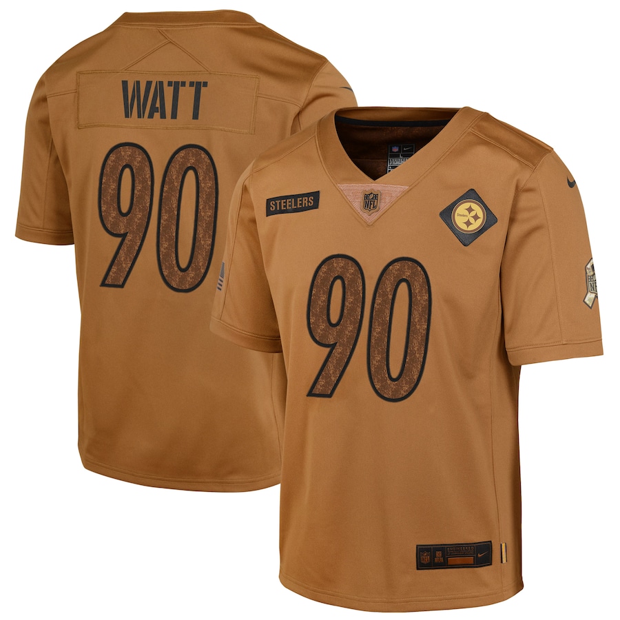 Youth - 2023 Salute To Service T.J. Watt Pittsburgh Steelers Brown Limited Jersey Youth - 2023 Salute To Service T.J. Watt Pittsburgh Steelers Brown Limited Jersey
