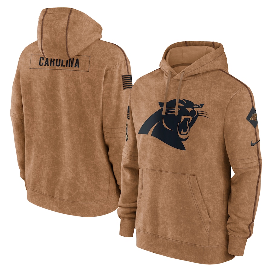 Men's - 2023 Salute To Service Club Carolina Panthers Brown Pullover Hoodie