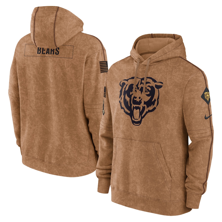 Men's - 2023 Salute To Service Club Chicago Bears Brown Pullover Hoodie
