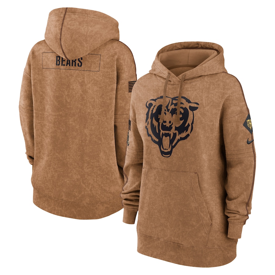 Women's - 2023 Salute To Service Chicago Bears Brown Pullover Hoodie