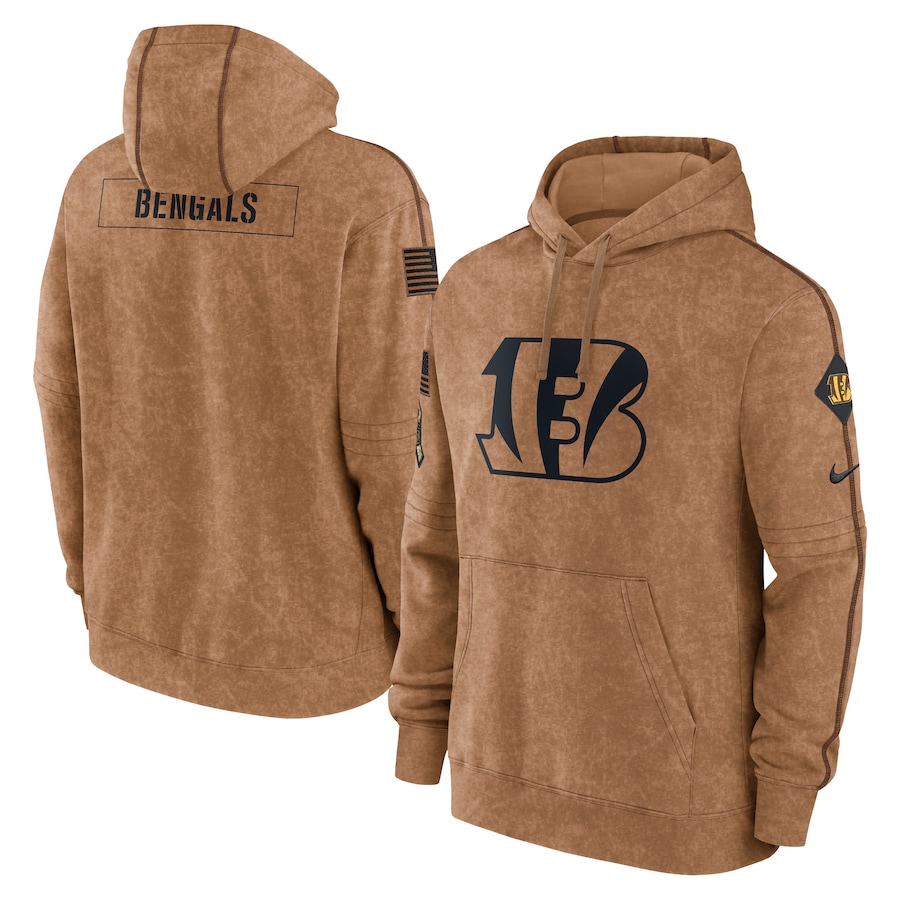 Men's - 2023 Salute To Service Club Cincinnati Bengals Brown Pullover Hoodie
