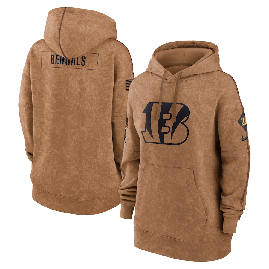 Women's - 2023 Salute To Service Cincinnati Bengals Brown Pullover Hoodie