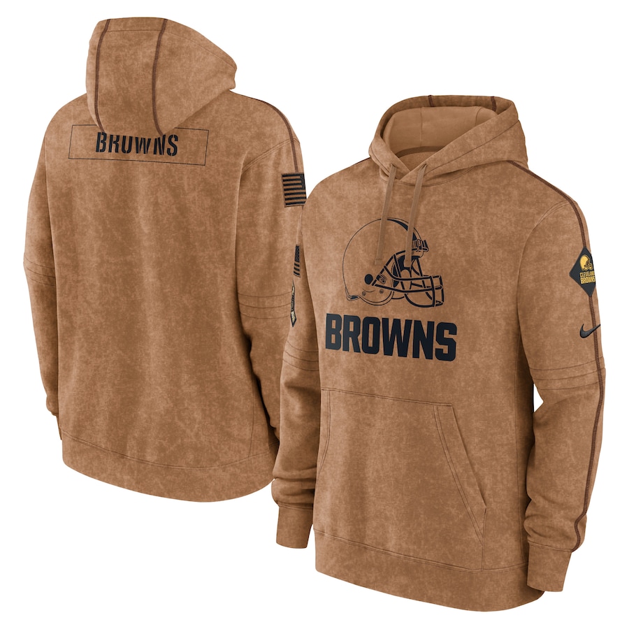 Men's - 2023 Salute To Service Club Cleveland Browns Brown Pullover Hoodie