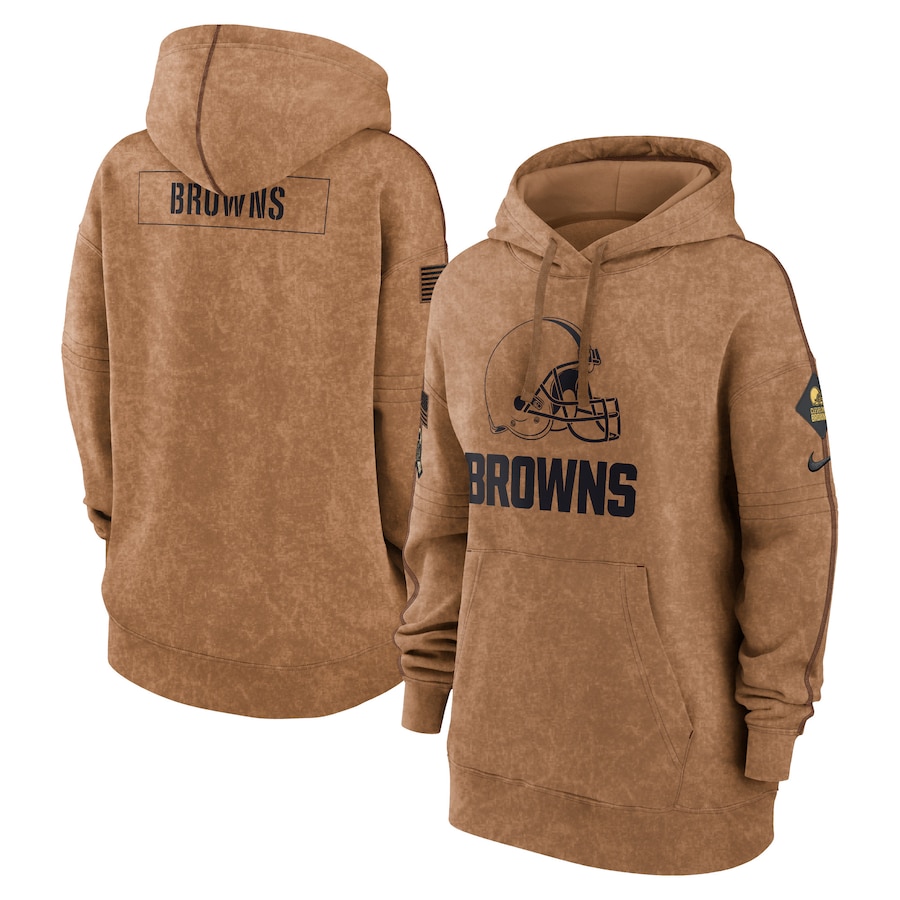 Women's - 2023 Salute To Service Cleveland Browns Brown Pullover Hoodie