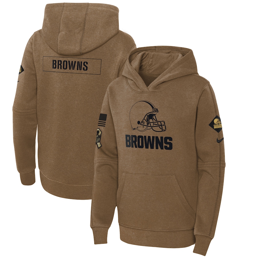 Youth - 2023 Salute To Service Club Cleveland Browns Brown Fleece Pullover Hoodie
