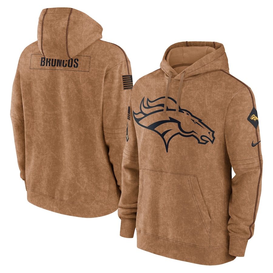 Men's - 2023 Salute To Service Club Denver Broncos Brown Pullover Hoodie