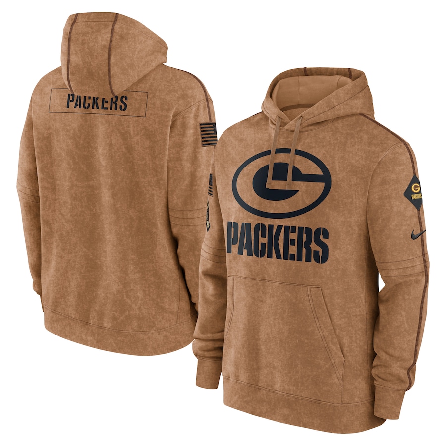 Men's - 2023 Salute To Service Club Green Bay Packers Brown Pullover Hoodie