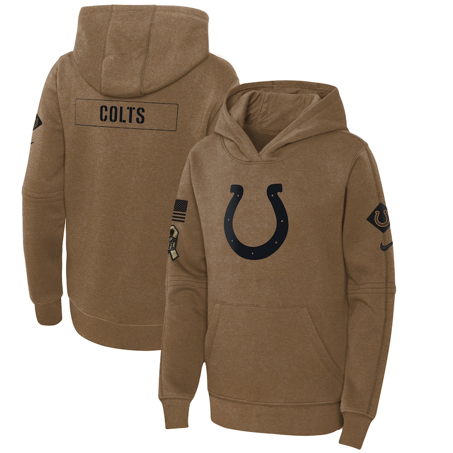 Youth - 2023 Salute To Service Club Indianapolis Colts Brown Fleece Pullover Hoodie