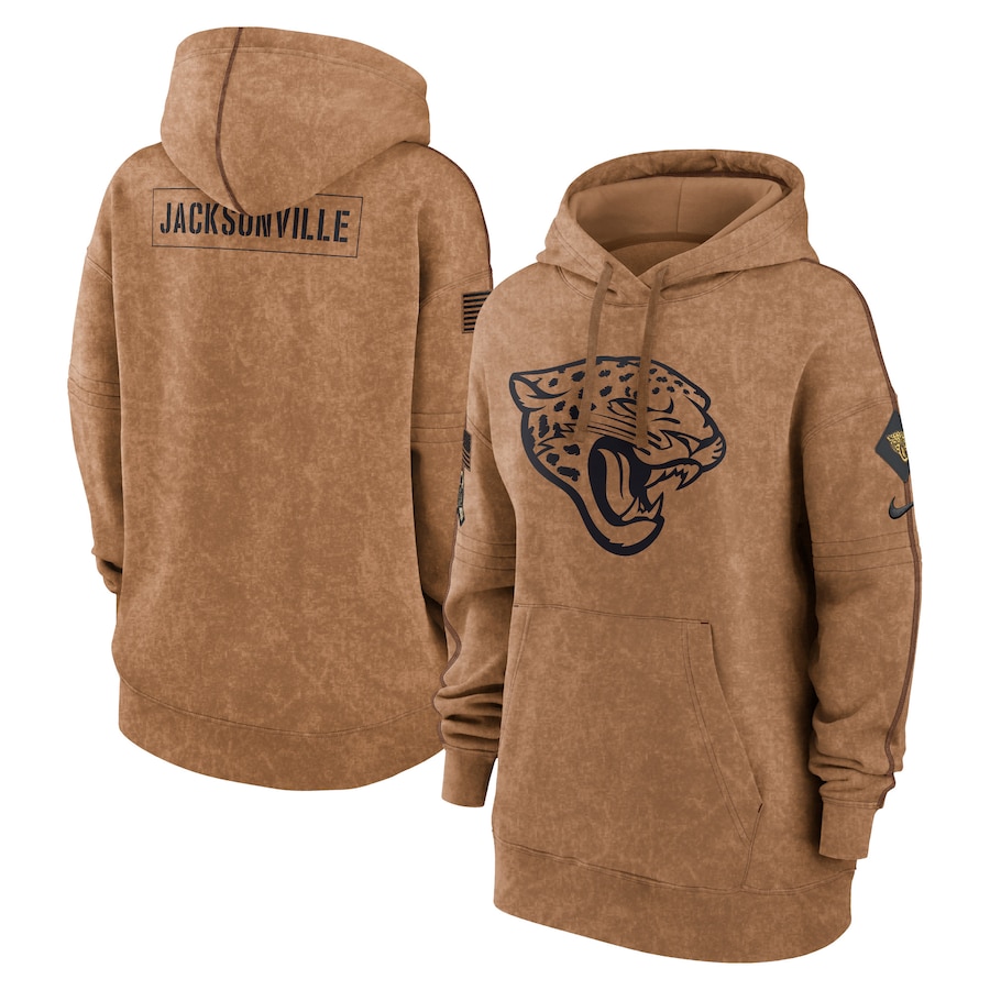 Women's - 2023 Salute To Service Jacksonville Jaguars Brown Pullover Hoodie