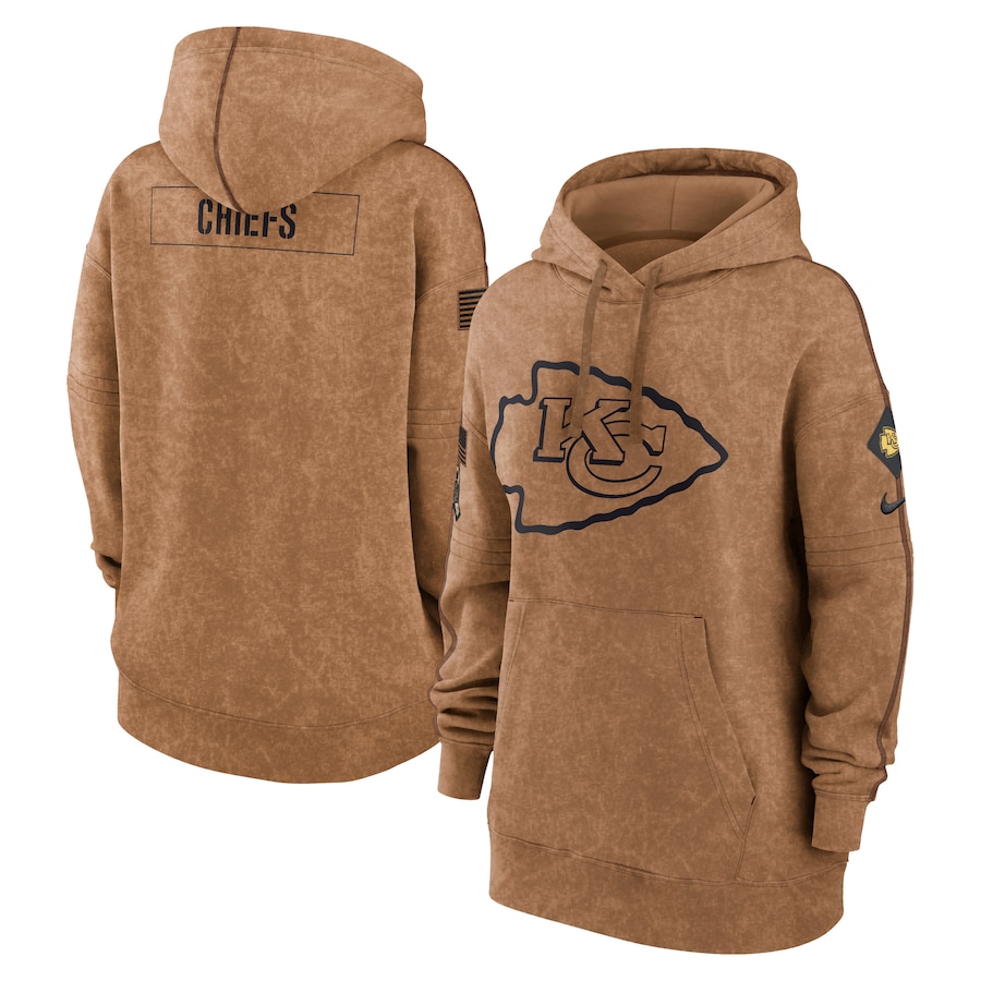 Women's - 2023 Salute To Service Kansas City Chiefs Brown Pullover Hoodie