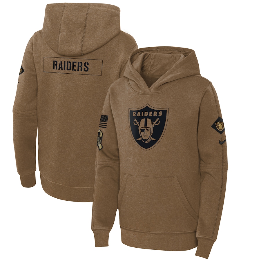 Youth - 2023 Salute To Service Club Las Vegas Raiders Brown Fleece Pullover Hoodie