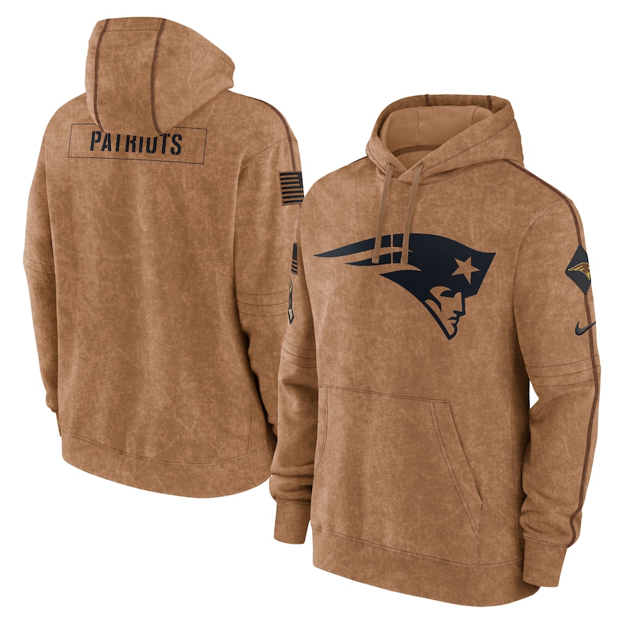 Men's - 2023 Salute To Service Club New England Patriots Brown Pullover Hoodie Men's - 2023 Salute To Service Club New England Patriots Brown Pullover Hoodie