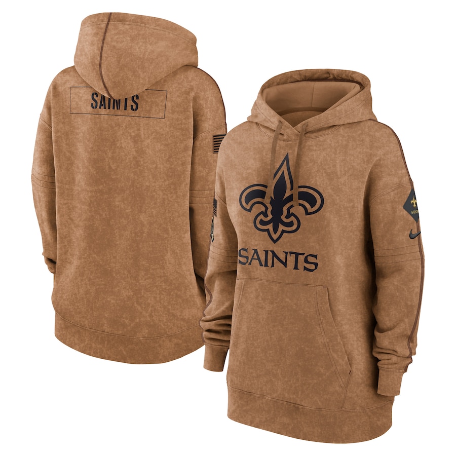 Women's - 2023 Salute To Service New Orleans Saints Brown Pullover Hoodie