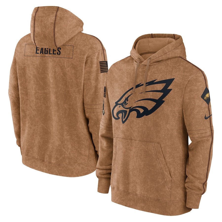 Men's - 2023 Salute To Service Club Philadelphia Eagles Brown Pullover Hoodie Men's - 2023 Salute To Service Club Philadelphia Eagles Brown Pullover Hoodie