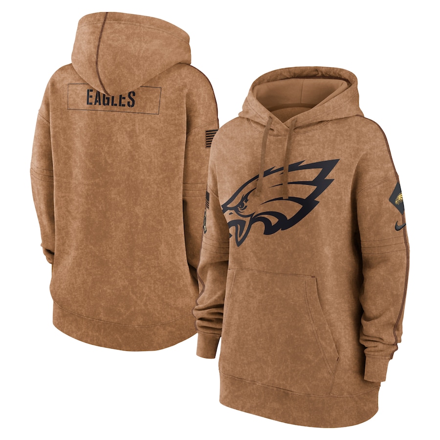 Women's - 2023 Salute To Service Philadelphia Eagles Brown Pullover Hoodie