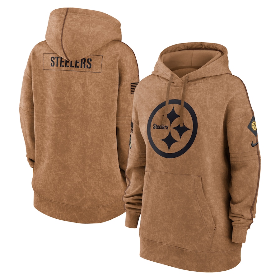 Women's - 2023 Salute To Service Pittsburgh Steelers Brown Pullover Hoodie Women's - 2023 Salute To Service Pittsburgh Steelers Brown Pullover Hoodie