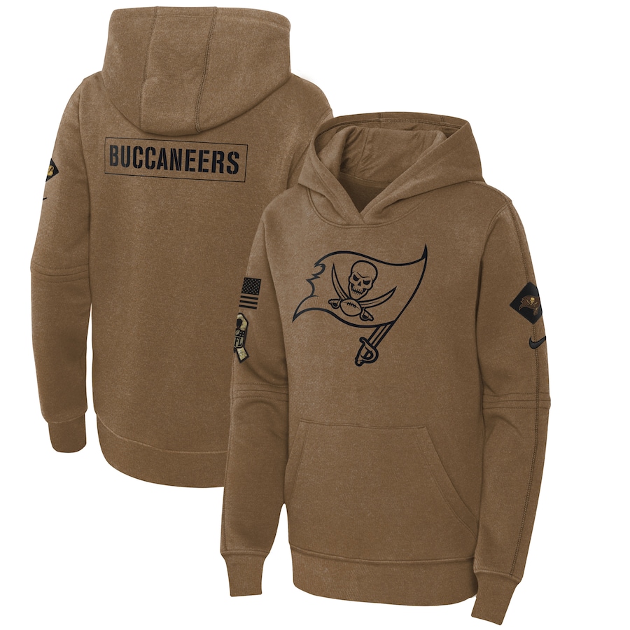 Youth - 2023 Salute To Service Club Tampa Bay Buccaneers Brown Fleece Pullover Hoodie Youth - 2023 Salute To Service Club Tampa Bay Buccaneers Brown Fleece Pullover Hoodie