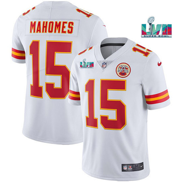 Men's Kansas City Chiefs #15 Patrick Mahomes White Super Bowl LVII Patch Vapor Untouchable Limited Stitched Jersey Men's Kansas City Chiefs #15 Patrick Mahomes White Super Bowl LVII Patch Vapor Untouchable Limited Stitched Jersey