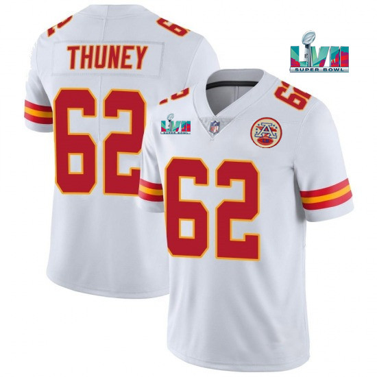 Men’s Kansas City Chiefs #62 Joe Thuney White Super Bowl LVII Patch Vapor Untouchable Limited Stitched Jersey Men’s Kansas City Chiefs #62 Joe Thuney White Super Bowl LVII Patch Vapor Untouchable Limited Stitched Jersey