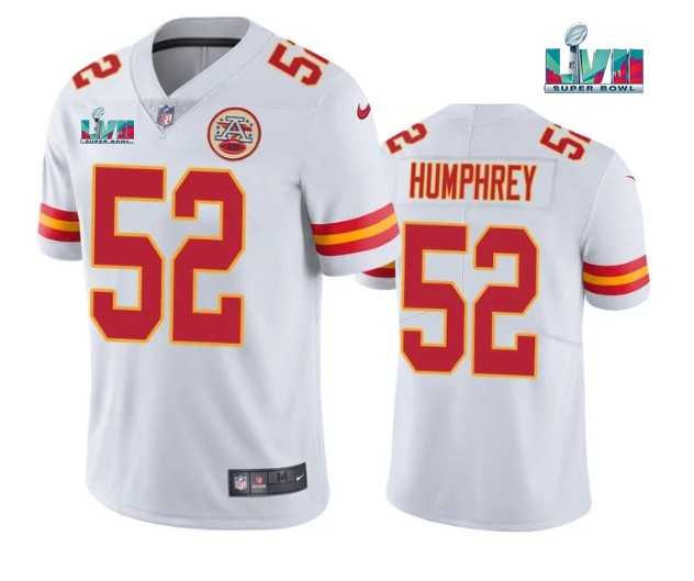 Men’s Kansas City Chiefs #52 Creed Humphrey White Super Bowl LVII Patch Vapor Untouchable Limited Stitched Jersey Men’s Kansas City Chiefs #52 Creed Humphrey White Super Bowl LVII Patch Vapor Untouchable Limited Stitched Jersey