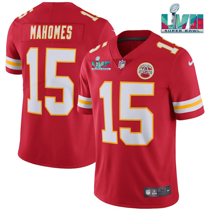 Men’s Kansas City Chiefs #15 Patrick Mahomes Red Super Bowl LVII Patch Vapor Untouchable Limited Stitched Jersey Men’s Kansas City Chiefs #15 Patrick Mahomes Red Super Bowl LVII Patch Vapor Untouchable Limited Stitched Jersey