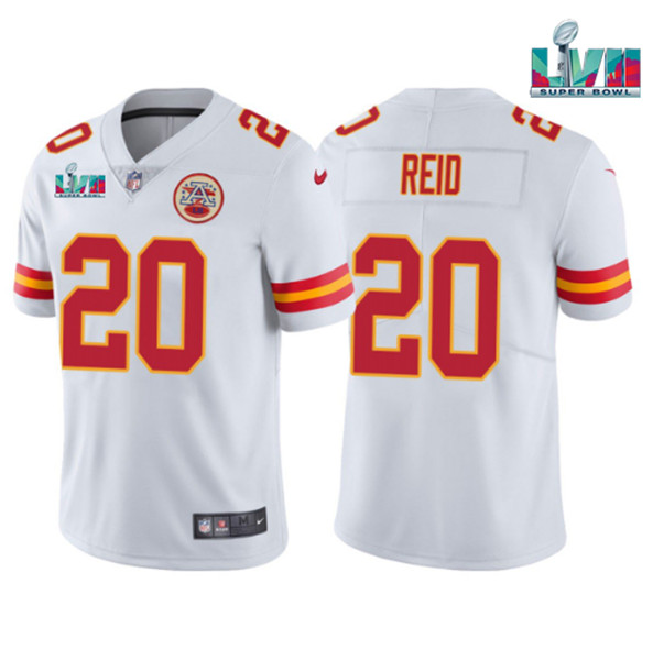 Men's Kansas City Chiefs #20 Justin Reid White Super Bowl LVII Patch Vapor Untouchable Limited Stitched Jersey Men's Kansas City Chiefs #20 Justin Reid White Super Bowl LVII Patch Vapor Untouchable Limited Stitched Jersey