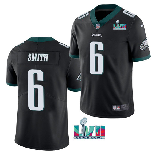 Men's Philadelphia Eagles #6 DeVonta Smith Black Super Bowl LVII Patch Vapor Untouchable Limited Stitched Jersey Men's Philadelphia Eagles #6 DeVonta Smith Black Super Bowl LVII Patch Vapor Untouchable Limited Stitched Jersey